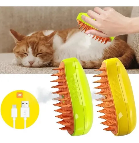 🐾 Cepillo Vapor 3 en 1 para Mascotas – ¡Adiós al Pelo Suelto y Hola a un Pelaje Suave!